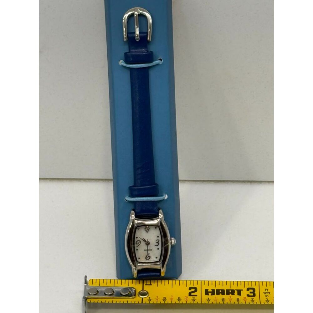 Vintage Avon Diamond Accent Watch With Mother Of Pearl Dial Navy NIB Untested